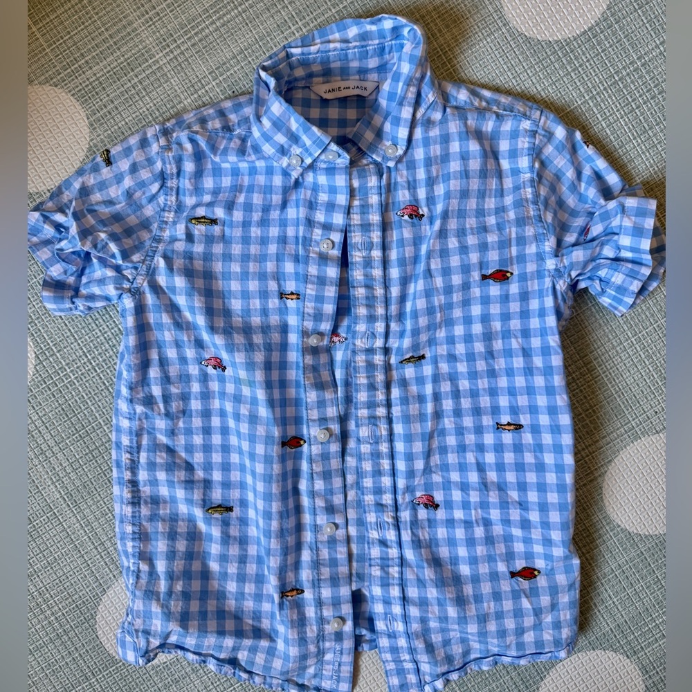 Janie & Jack | Blue Checkered Button Down Shirt